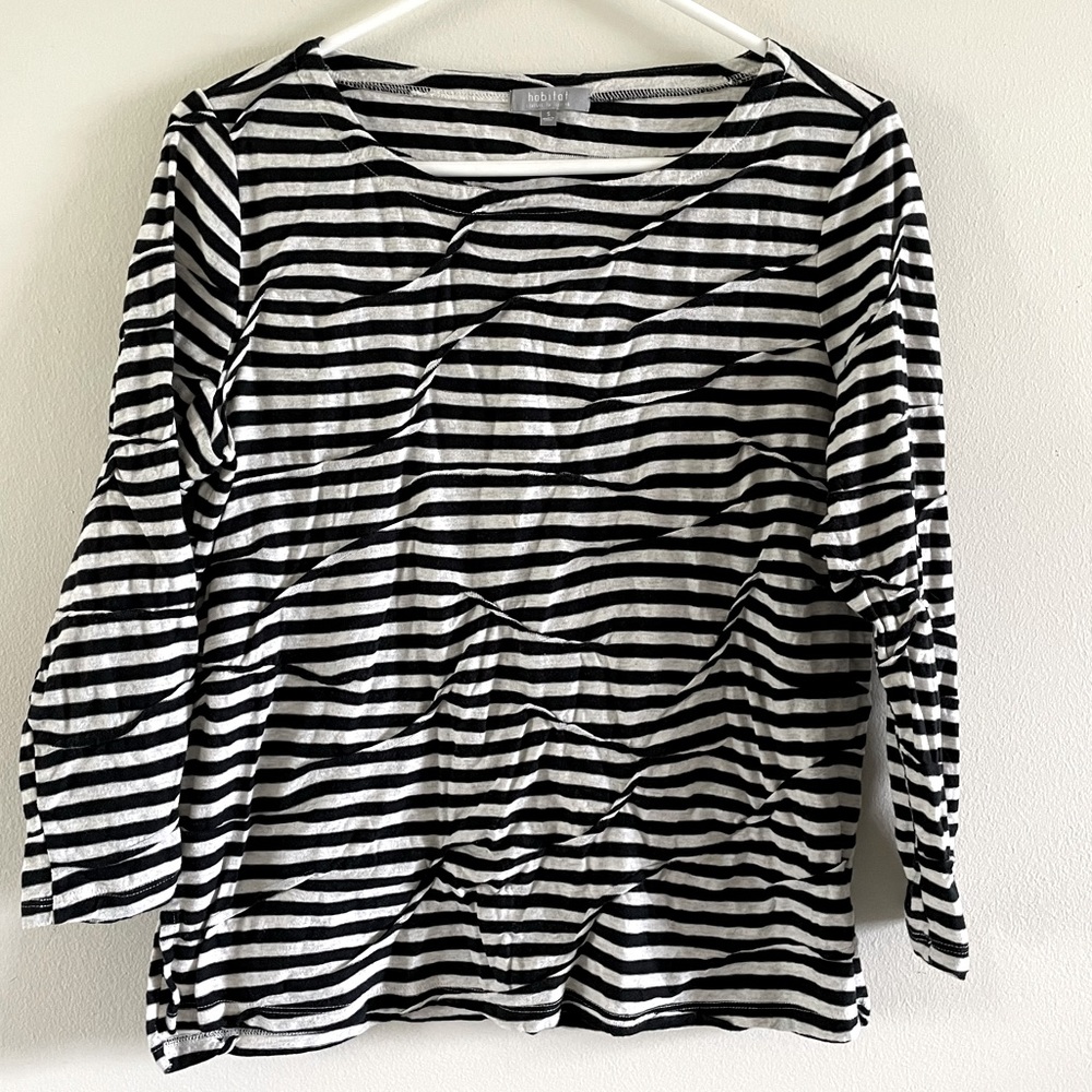 Habitat Black and White Striped Long Sleeve Top